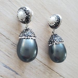 Devotionaluxe Pearl Crystal Earrings New!